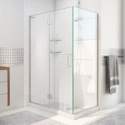DreamLine E12330-04 Unidoor-X 29 3/8 in. W x 30 in. D x 72 in. H Hinged Shower Enclosure in Brushed Nickel