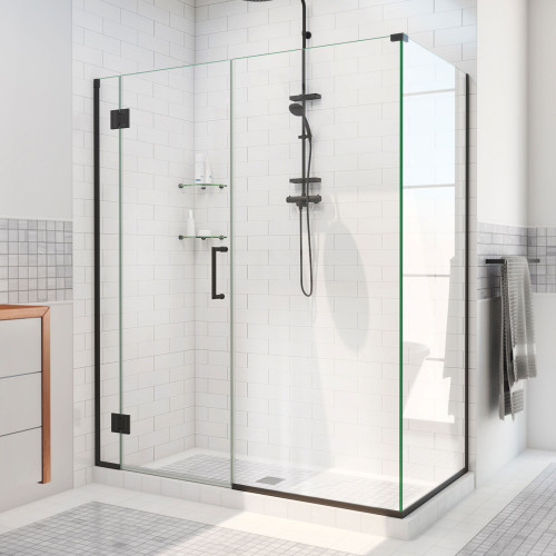 DreamLine E1243034-09 Unidoor-X 60 in. W x 34 3/8 in. D x 72 in. H Hinged Shower Enclosure in Satin Black