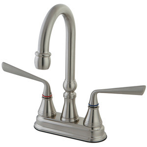 Kingston Brass Two Handle 4" Centerset Bar Faucet - Brushed Nickel - KS2498ZL