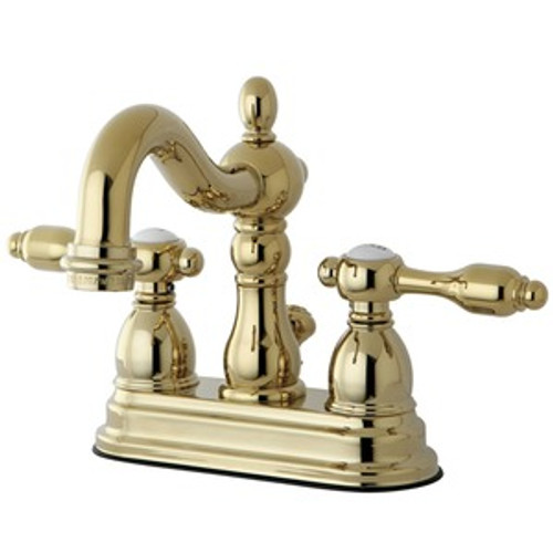 Kingston Brass Two Handle 4" Center Lavatory Faucet with Pop-Up Drain Drain - Polished Brass - KB1602TAL