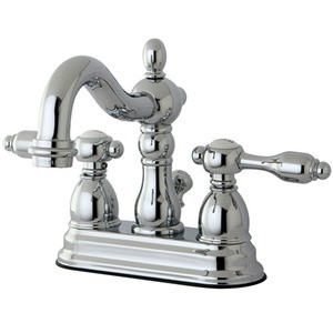 Kingston Brass Two Handle 4" Center Lavatory Faucet with Pop-Up Drain Drain - Polished Chrome - KB1601TAL