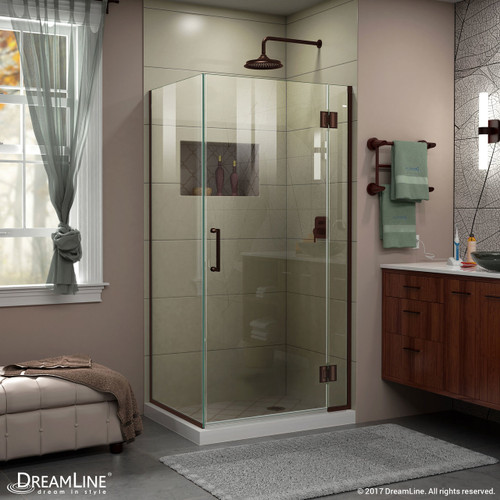 DreamLine E12834-06 Unidoor-X 34 3/8 W x 34 in. D x 72 in. H Frameless Hinged Shower Enclosure in Oil Rubbed Bronze