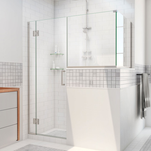 DreamLine E129243636-04 Unidoor-X 59 in. W x 36 3/8 in. D x 72 in. H Hinged Shower Enclosure in Brushed Nickel