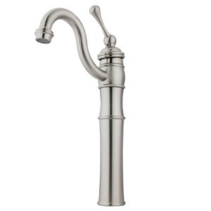 Kingston Brass Single Handle Vessel Sink Faucet with Optional Cover Plate - Brushed Nickel KB3428BL