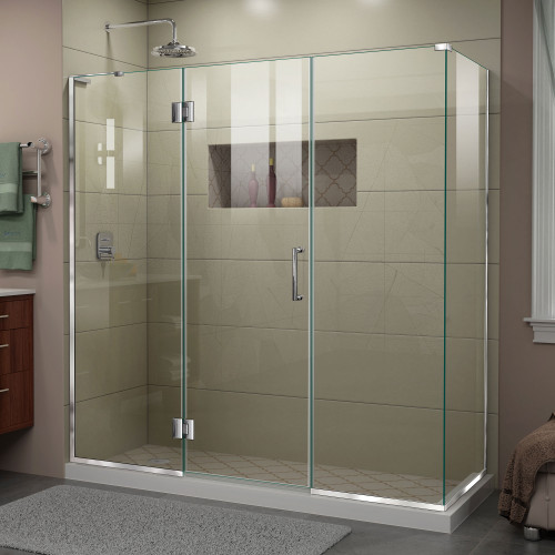 DreamLine E32322530L-01 Unidoor-X 69 1/2 in. W x 30 3/8 in. D x 72 in. H Frameless Hinged Shower Enclosure in Chrome