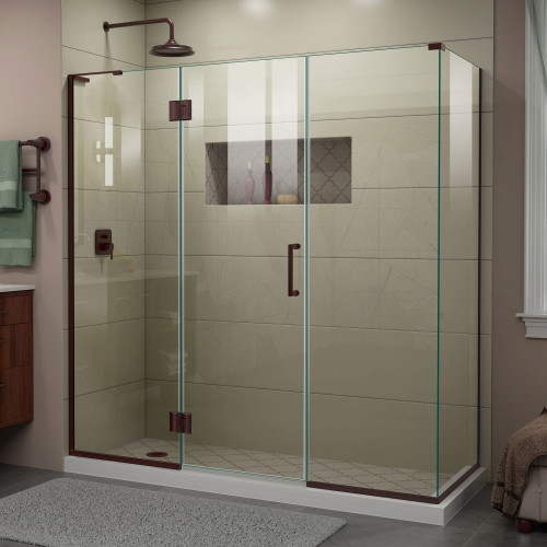 DreamLine E32322534L-06 Unidoor-X 69 1/2 in. W x 34 3/8 in. D x 72 in. H Frameless Hinged Shower Enclosure in Oil Rubbed Bronze
