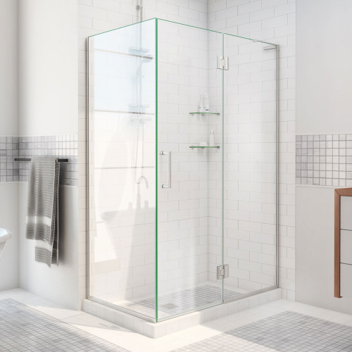 DreamLine E32430R-04 Unidoor-X 48 3/8 in. W x 30 in. D x 72 in. H Hinged Shower Enclosure in Brushed Nickel