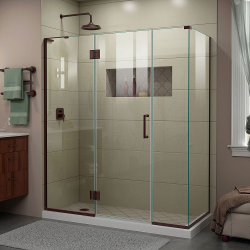 DreamLine E32514530L-06 Unidoor-X 63 1/2 in. W x 30 3/8 in. D x 72 in. H Frameless Hinged Shower Enclosure in Oil Rubbed Bronze