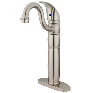Kingston Brass Single Handle Vessel Sink Faucet with Optional Cover Plate - Brushed Nickel KB1428LL