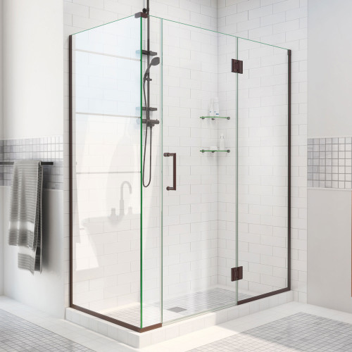 DreamLine E32706530R-06 Unidoor-X 57 1/2 in. W x 30 3/8 in. D x 72 in. H Frameless Hinged Shower Enclosure in Oil Rubbed Bronze