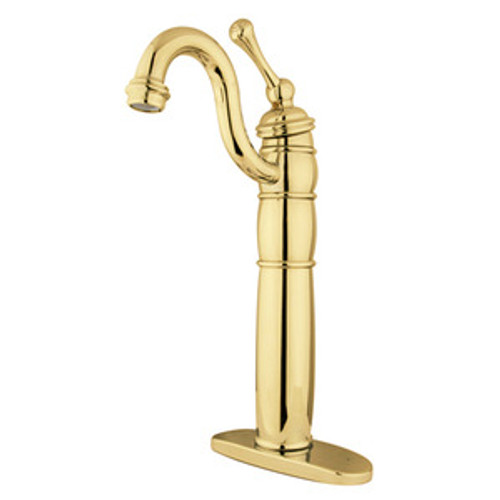 Kingston Brass Single Handle Vessel Sink Faucet with Optional Cover Plate - Polished Brass