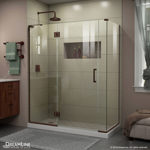 DreamLine E32906534L-06 Unidoor-X 59 1/2 in. W x 34 3/8 in. D x 72 in. H Frameless Hinged Shower Enclosure in Oil Rubbed Bronze