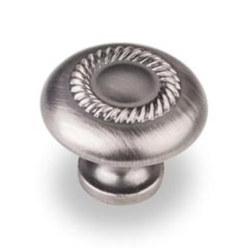 Hardware Resources Z118-BNBDL 1-1/4" Diameter Cabinet Knob with Rope Detail - Screws Included - Brushed Pewter