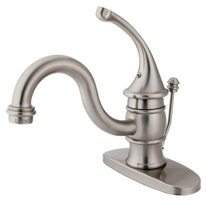 Kingston Brass Single Handle Mono Deck Lavatory Faucet with Pop-Up Drain Drain & Optional Deck Plate - Satin Nickel KB3408GL