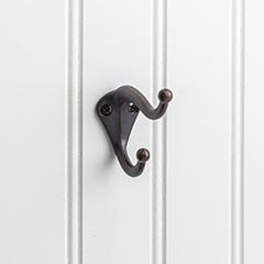 Hardware Resources YD10-231DBAC 2-5/16" Double Zinc Wall Mount Coat and Hat Hook - Screws Included - Brushed Oil Rubbed Bronze