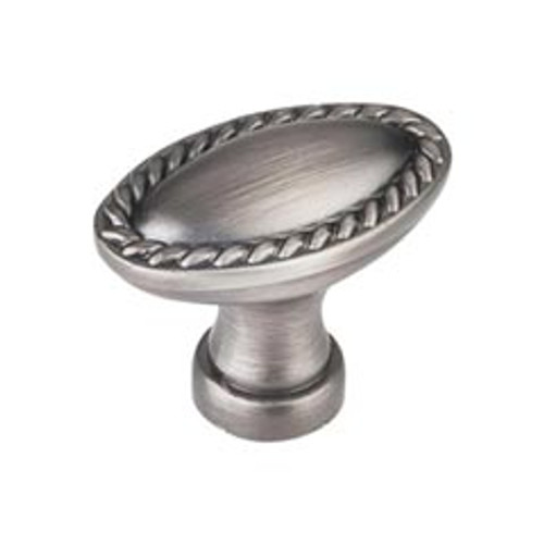 Hardware Resources Z115L-BNBDL 1-3/8" Overall Rope Trim Length Cabinet Knob - Screws Included - Brushed Pewter