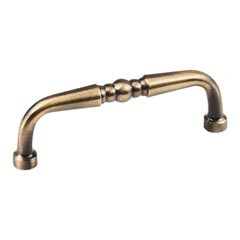 Hardware Resources 3-3/8" Overall Length Turned Cabinet Pull - 3" center-to-center Holes - Screws Included - Brushed Antique Brass - Z259-3AB