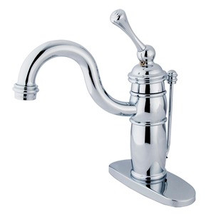 Kingston Brass Single Handle Mono Deck Lavatory Faucet with Pop-Up Drain Drain & Optional Deck Plate - Polished Chrome - KB1401BL