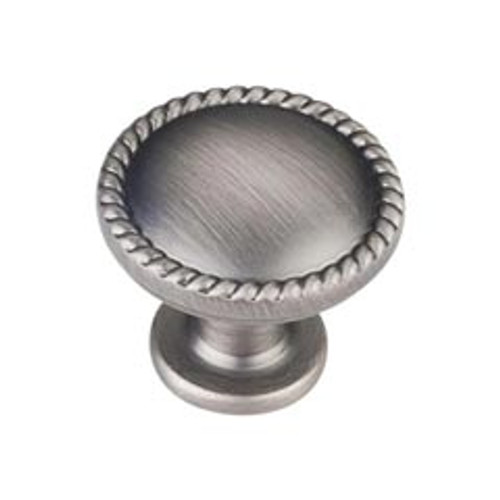 Hardware Resources Z115BNBDL 1-1/4" Diameter Rope Trim Cabinet Knob - Screws Included - Brushed Pewter