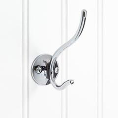 Hardware Resources 3-13/16" Double Zinc Wall Mount Decorative Coat and Hat Hook - Screws Included - Polished Chrome - YD30-381PC