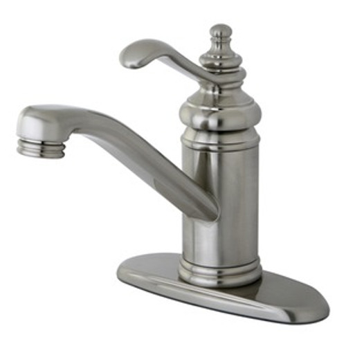 Kingston Brass Single Handle Lavatory Faucet with Push-Up Drain & Optional Deck Plate - Satin Nickel KS3408TL