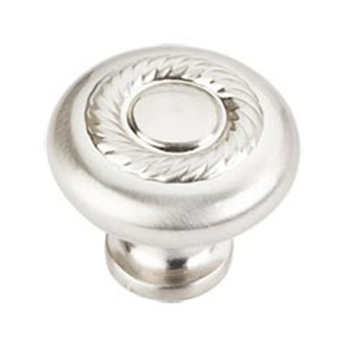 Hardware Resources Z117-SN 1-1/4" Diameter Cabinet Knob with Rope Detail - Screws Included - Satin Nickel