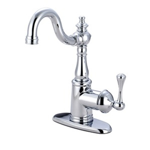 Kingston Brass Single Handle Lavatory Faucet with Push Pop-Up Drain & Optional Deck Plate - Polished Chrome
