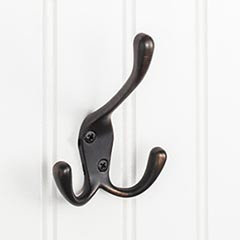 Hardware Resources 4" Triple Zinc Wall Mount Coat and Hat Hook - Screws Included - Brushed Oil Rubbed Bronze - YT40-400DBAC