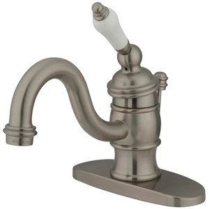 Kingston Brass Single Handle Lavatory Faucet with Pop-Up Drain & Optional Deck Plate - Brushed Nickel KB3408PL
