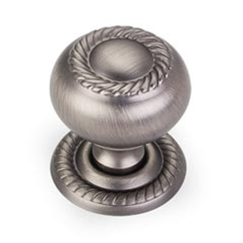 Hardware Resources S6060BNBDL 1-1/4" Diameter Hollow Steel Rope Knob with Backplate - Screws Included - Brushed Pewter