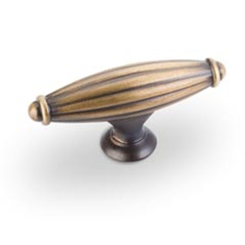 Hardware Resources 618ABSB 2-5/8" Overall Length Ribbed Cabinet Knob - Screws Included - Antique Brushed Satin Brass