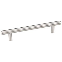 Hardware Resources 176 mm (6-15/16") Overall Length 7/16" Diameter Steel Cabinet Bar Pull with Beveled Ends - Screws Included - 128 mm center-to-center Holes - Satin Nickel - 176SN