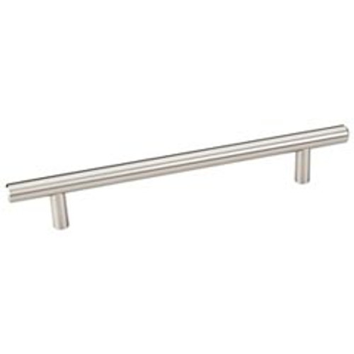 Hardware Resources 220SN 220 mm (8-11/16") Overall Length 7/16" Diameter Steel Cabinet Bar Pull with Beveled Ends - 160 mm center-to-center Holes - Screws Included - Satin Nickel