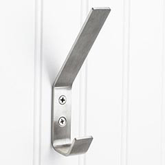 Hardware Resources 5-9/16" Double Stainless Steel Wall Mount Coat and Hat Hook - Screws Included - Stainless Steel - YD35-556SS
