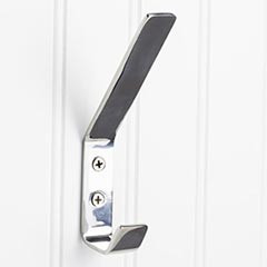 Hardware Resources 5-9/16" Double Stainless Steel Wall Mount Coat and Hat Hook - Screws Included - Polished Stainless Steel - YD35-556PSS