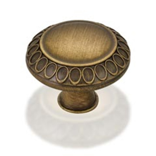 Hardware Resources 1977S-ABSB 1-3/8" Diameter Art Deco Cabinet Knob - Screws Included - Antique Brushed Satin Brass