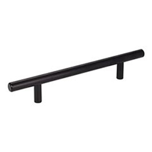 Hardware Resources 206MB 206 mm (8-1/8") Overall Length 7/16" Diameter Steel Cabinet Bar Pull with Beveled Ends - Screws Included - 128 mm center-to-center Holes - Matte Black