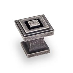 Hardware Resources 1" Overall Length Square Cabinet Knob - Screws Included - Distressed Pewter - 585DP