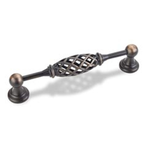 Hardware Resources 749-128B-ABSB 5-15/16" Overall Length Birdcage Cabinet Pull - Screws Included - 128 mm center-to-center Holes - Antique Brushed Satin Brass
