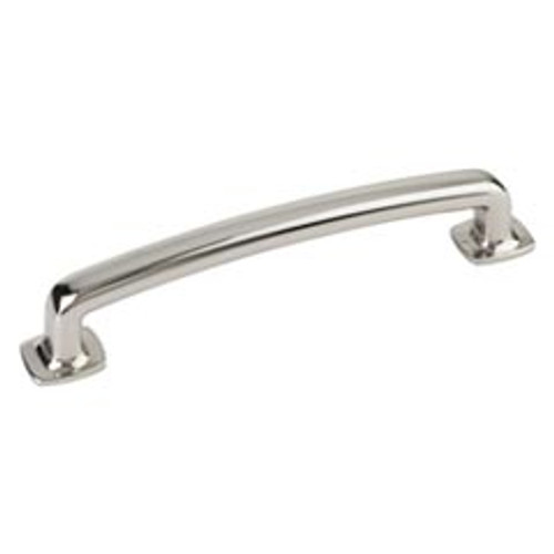 Hardware Resources MO6373-128NI 5-7/8" Overall Length Forged Look Flat Bottom Pull 128 mm center-to-center - Screws Included - Polished Nickel