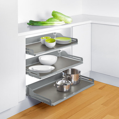 Richelieu 2132310 Cavare Aluminum Grey Pull-Out Shelf System 33 7/8" to 34 1/8" Wide x 19 5/8" D - Set of 2