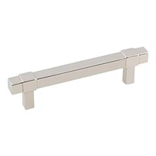 Hardware Resources 293-96NI 5-1/16" Overall Length Square Bar Pull - 96 mm center-to-center Holes - Screws Included - Polished Nickel