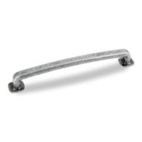 Hardware Resources MO6373-160SIM-D 7-1/8" Overall Length Forged Look Flat Bottom Cabinet Pull - 160 mm center-to-center Holes - Screws Included - Distressed Antique Silver