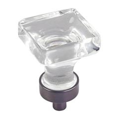 Hardware Resources 1" Overall Length Glass Square Cabinet Knob - Screws Included - Brushed Oil Rubbed Bronze - G140DBAC