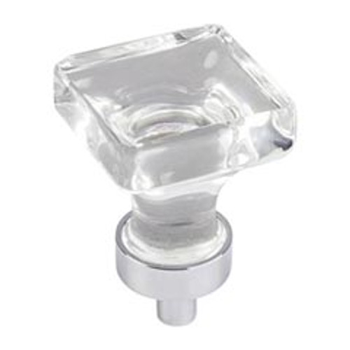 Hardware Resources G140PC 1" Overall Length Glass Square Cabinet Knob - Screws Included - Polished Chrome