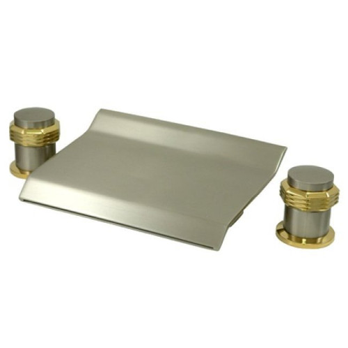 Kingston Brass Two Handle Waterfall Roman Tub Filler Faucet - Satin Nickel/Polished Brass KS2249MR