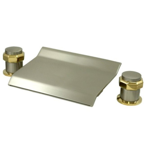 Kingston Brass Two Handle Waterfall Roman Tub Filler Faucet - Satin Nickel/Polished Brass - KS2249AR