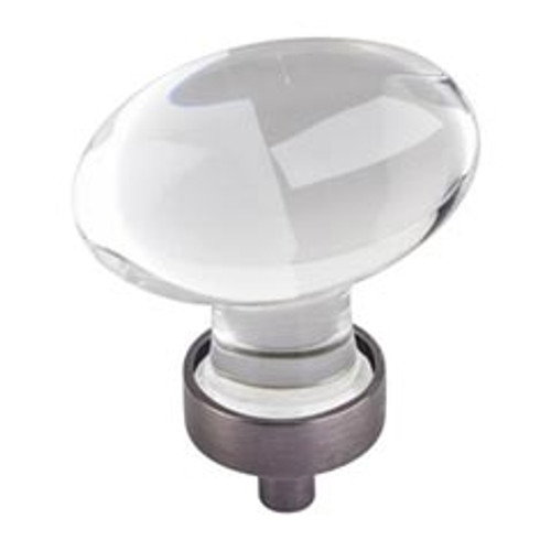 Hardware Resources G110L-BNBDL 1-5/8" Overall Length Glass Football Cabinet Knob - Screws Included - Brushed Pewter