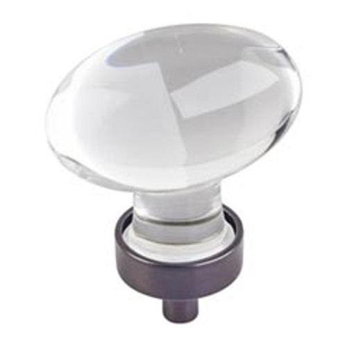 Hardware Resources G110L-DBAC 1-5/8" Overall Length Glass Football Cabinet Knob - Screws Included - Brushed Oil Rubbed Bronze