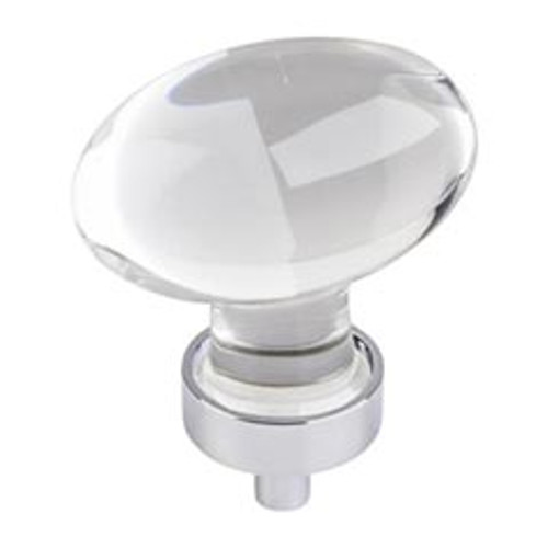 Hardware Resources G110L-PC 1-5/8" Overall Length Glass Football Cabinet Knob - Screws Included - Polished Chrome